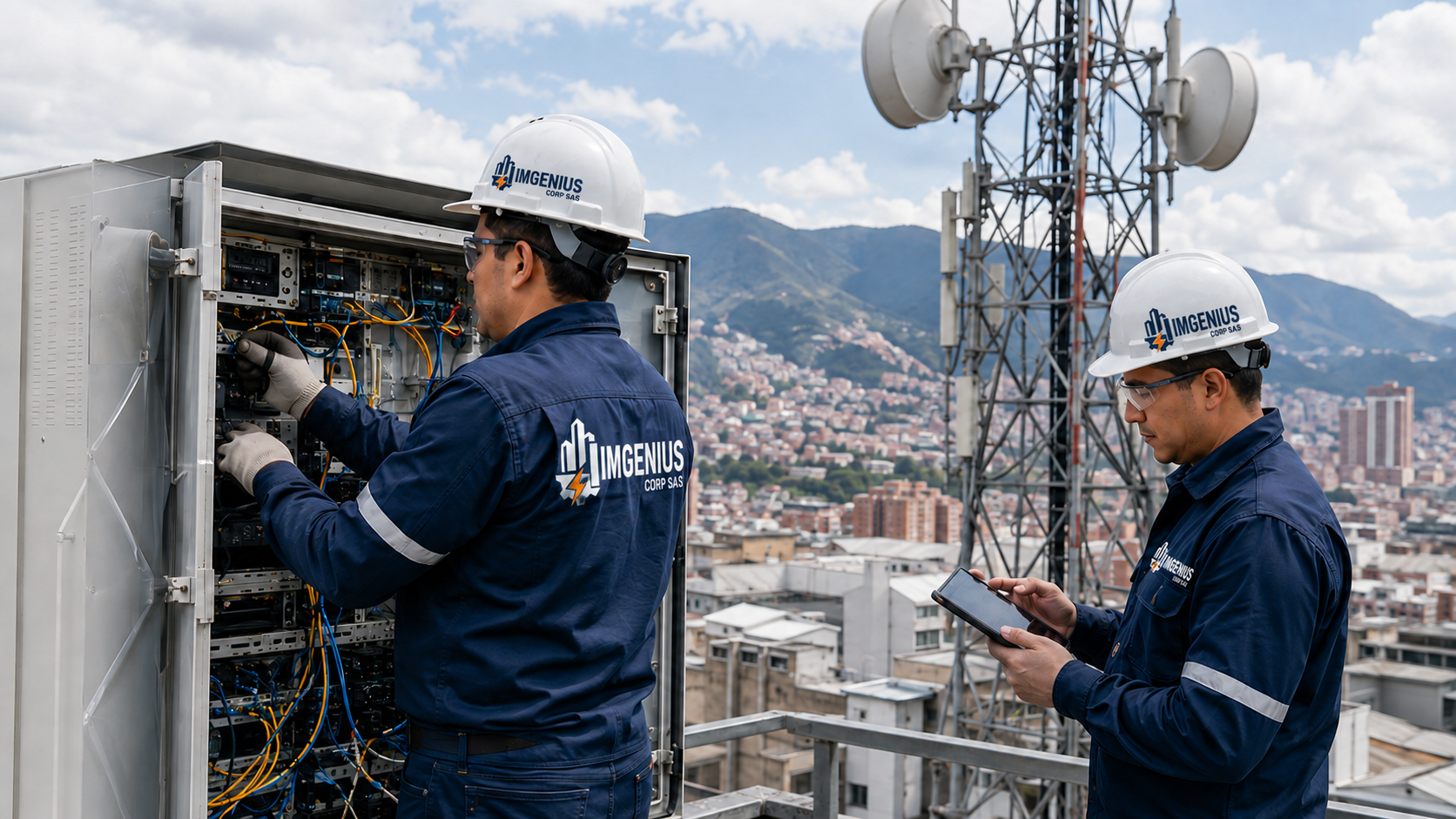 Técnico trabajando en infraestructura de conectividad empresarial